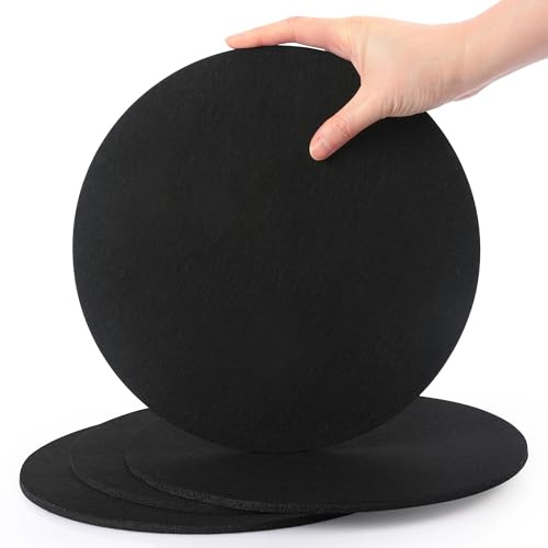 SOSMAR 4 Stück Groß Filzuntersetzer Filzunterlage für Töpfe, Gläser, Vasen und Schüsseln - Tischschoner Tischuntersetzer Schutzmatte aus Robustem Filz (Rund Ø 25cm/ Schwarz)