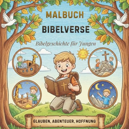 Malbuch Bibelverse für Jungen: +50 einzigartige christliche Bibel-Ausmalbilder für Jungen mit kurzen & ganzen Versen | 8,5x8,5 (Wachse im Glauben – Die Bibel-Malbuch-Serie für Kinder)