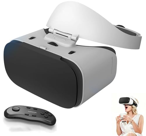 Visore VR Compatibile con Schermi 4,7-7,0 Pollici, Occhiali per Realtà Virtuale 3D con Campo Visivo HD 100° E Controller per Giochi, Film E Video VR, Distanza Interpupillare Regolabile,B01 Handle