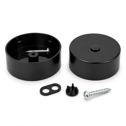 Deckendose/Deckenbaldachin - 2 Stück - Ø 62 mm x 21mm – Abdeckung für Kabelauslass Decke – Baldachin für Pendelleuchte – mit vorgeprägten Öffnungen & Montagematerial (Schwarz)