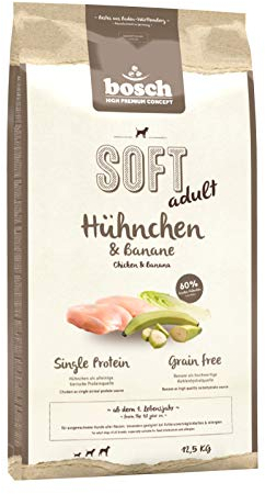 bosch HPC SOFT Hühnchen & Banane | halbfeuchtes Hundefutter für ausgewachsene Hunde aller Rassen | Single Protein | grain-free | 1 x 12.5 kg