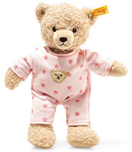Steiff Teddy and Me Teddybär Mädchen Baby mit Schlafanzug 25 cm, Teddy Bär mit rosa Schlafanzug, Kuscheltier für Babys, weich & waschbar