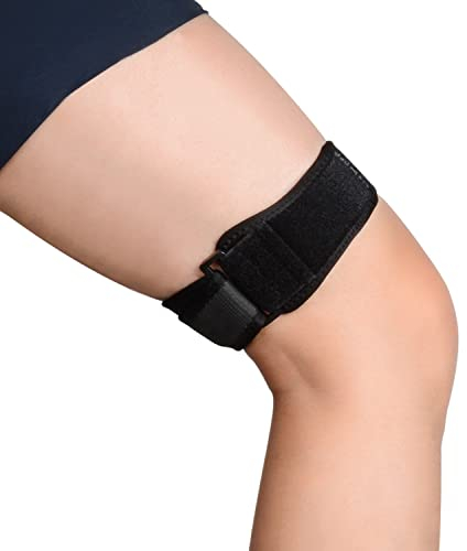 supregear Rodilla Protector Cinta para Tendón, Soporte Ajustable de Envoltura de Compresión Iliotibial, Rodilla, Muslo, Cadera y Síndrome ITB, Abrazadera Estabilizadora Osgood Schlatters, Negro
