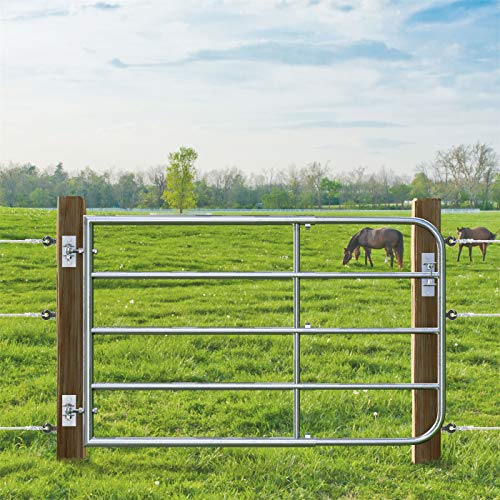 VOSS.farming Weidetor verstellbar, verzinkt Weidezauntor für stufenloses ausziehen, Paddock, Weide, Gatter, inklusive Montageset mit Riegelverschluss