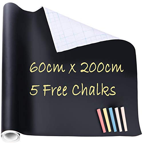 DSL 60cm x 200cm Removable Blackboard Vinyl Wall Sticker Chalkboard Decal + 5 Colour Chalk