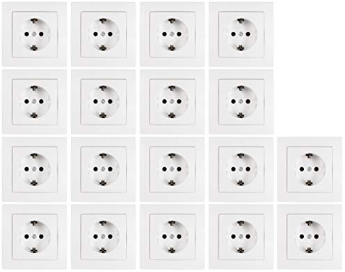 MC POWER - 18er Pack Wandsteckdosen mit Rahmen | FLAIR | Steckdosen Set mir Rahmen in weiß matt