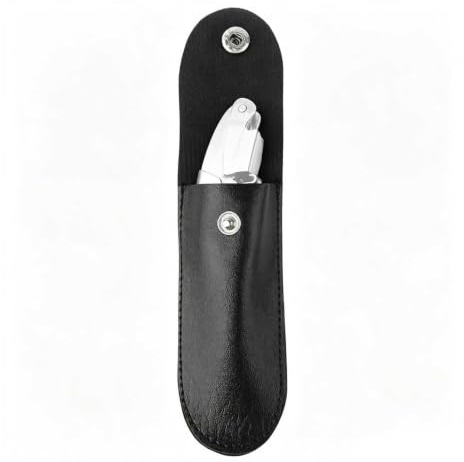 Funda de cuero sintético para sacacorchos, estuche para sacacorchos con botón a presión, funda de cinturón de camarero para utensilios de servicio (negro, 15 x 5 cm)