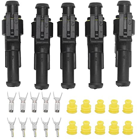Kabelverbinder, Kabelklemmen, 5 Stück, schwarz, 1-polig, elektrischer Kabelverbinder, Superdichtung, wasserdicht für Auto, LKW, Motorrad, Schiff
