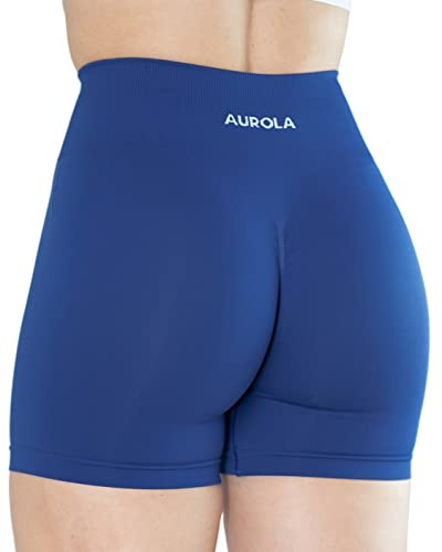 AUROLA Camo Collection Pantaloncini da Allenamento da Donna Logo Sottile Senza Cuciture Scrunch Gym Yoga Running Active Short, Surf The Web, M
