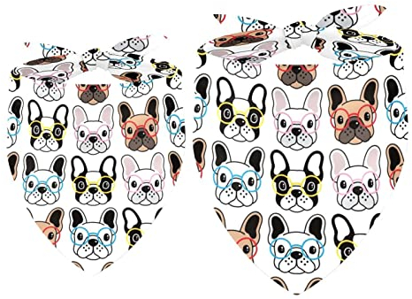 Hundehalstuch, nahtlos, bunt, für Französische Bulldogge, Mädchen, Jungen, Lätzchen, Hundeschal, Zubehör für kleine, mittelgroße und große Hunde, Welpen, Katzen, Haustier, 2 Stück