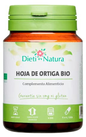 Dieti Natura Hoja De Ortiga Bio 200 Cápsulas de Origen Vegetal - Hoja de Ortiga BIO que Refuerza las Articulaciones con Minerales y Flavonoides - Fabricado en Francia - Garantía sin Gluten ni OGM