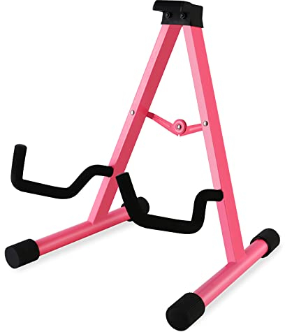 EASTROCK Professional Portable Tripod A Frame Guitar Stand,Pink