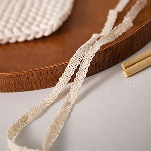 JekyTMP 5 Yards Spitzenband Vintage, Spitzenbordüre Dekoband, Zierband, Spitze Stoff für Hochzeit, Stockspitze, Spitzenband Schmal, Lace Ribbon, Borte Weiß, F Creme Breite 1cm Keine Elastizität
