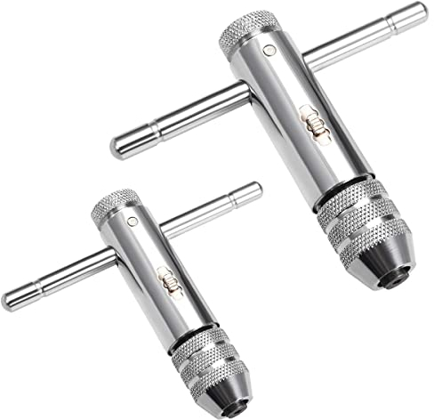 Treki 2PCS Clés à Tarauds à Rochet Clé à Cliquet à Poignée en T Réglable Support de Robinet à Cliquet M3-M8 / M5-M12 Clé à Filetage pour Porte-Taraud Accessoires de Taraudage Manuel