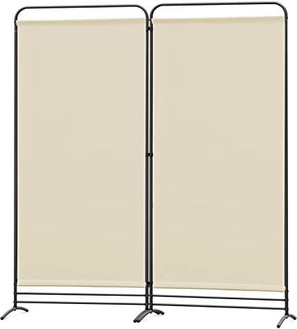 Angel Living Paravent 2 Teilig Klappbar Raumteiler Freistehend Sichtschutzwand Raumteiler Stellwand Trennwand Sichtschutz für Büros, Balkon,Schlafzimmer,Außengarten, 162cm x 180cm Beige