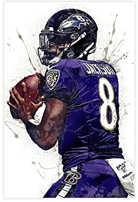 Lamar Jackson American Football Player Schlafsaal Schlafzimmer Wandkunst Deco Poster Leinwand Poster Wandkunst Dekor Druck Bild Gemälde für Wohnzimmer Schlafzimmer Dekoration ungerahmt 40 x 60 cm