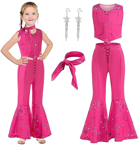 GMEDJVE fille denim Costume Film héros cosplay Rose denim costume enfants Western Fête de Noël dress up 3-12Y