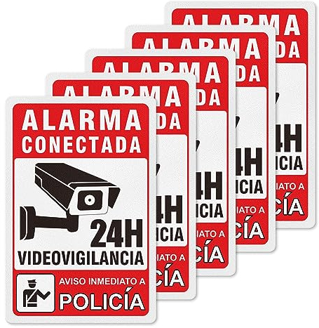 YIKIADA Pegatinas Alarma securita - Señal Zona Videovigilada - Carteles Videovigilancia Autoadhesiva Material de Vinilo 20X30CM - 5ud