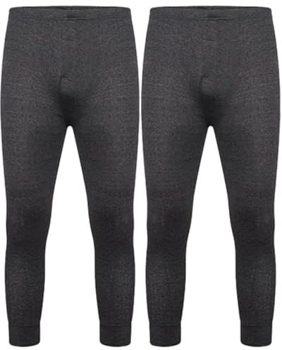 DOLCE ENVY Lot de 2 pantalons thermiques longs pour homme - Couche de base chaude pour l'hiver - Convient pour un usage quotidien - Pantalon haute performance, charbon, XXL