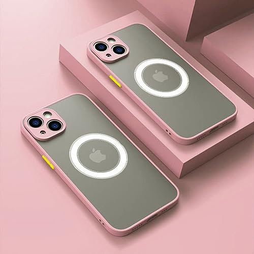 Custodia di ricarica wireless magnetica opaca Armor per iPhone 14 13 11 12 Pro Max Plus Mini X XR XS Cover antiurto, rosa, per iPhone 14 Plus
