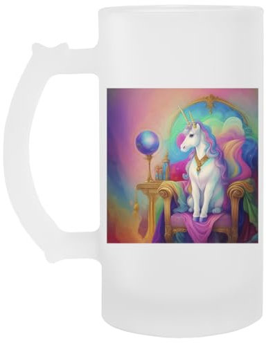 Unicorn Abstrack Transparent Beer Glass Drinking Cup With Handle