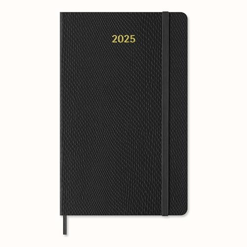 Moleskine Weekly Planner Precious and Ethical, Wöchentlich Kalender mit NotizRaum für 12 Monate 2025, Weiche Vegane PythonDeckel, mit Geschenkbox, Farbe Schwarz, Großes Format 13 x 21 cm