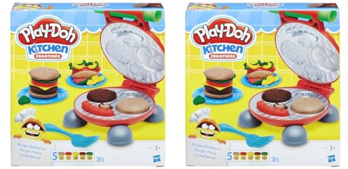 Play-Doh Kitchen, Burger Party avec 5 Pots de Pate a Modeler, Jouet créatif a partir de 3 Ans (Lot de 2)