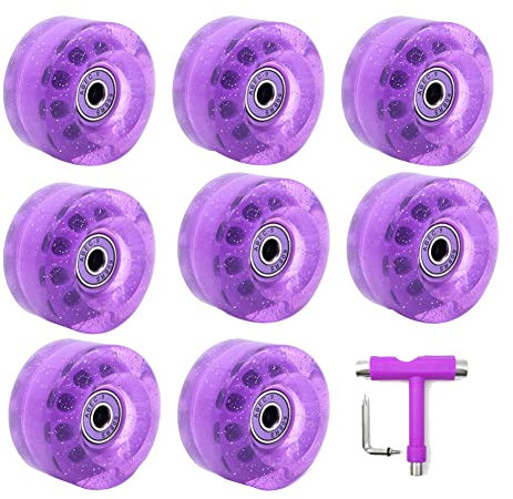 Pyatofly Rollschuh-Rollen mit Kugellager, 32 x 58 mm, 82 A, mit Multifunktions-Skateboard-Zubehör, Lila, 8 Stück