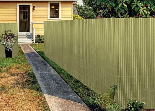BIANCHERIAWEB Rollo de arrecilla de bambú de PVC de malla de valla de listones para exteriores 100 x 300 cm natural