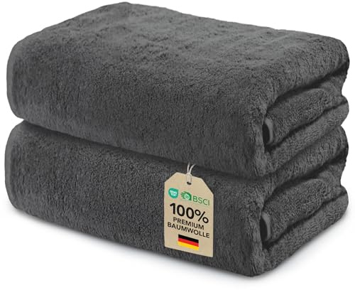 Ôhm Saunatuch Baumwolle 90x180 cm Dunkelgrau 2er-Set | Großformatiges Tuch für die ganze Familie – ideal für Sauna, Schwimmbad oder den Strandtag.