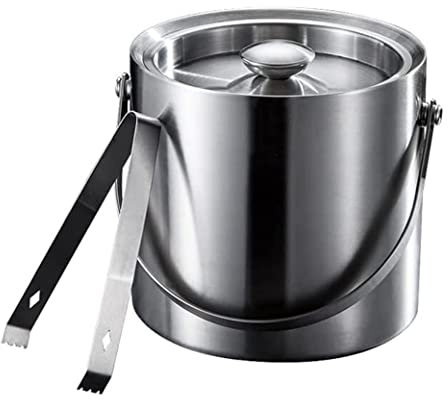 ASHSDI Eiskübel Bierfass Bar-Tool Eiskübel Doppelwandiger Edelstahl-Eiskübel Mit Deckel Und Eiszange Für Champagnerkübel In Der Hausbar EIS-Pellet-eishalter Sektkübel (Size : 3L)