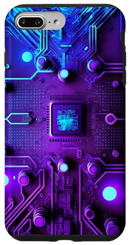 Carte mère Microchip Violet Bleu IT Fond d'ordinateur Coque pour iPhone 7 Plus/8 Plus