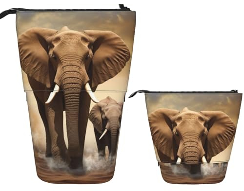 Teleskop-Federmäppchen, Pop-Up-Bleistifttasche, niedlicher Teleskop-Stifthalter, Elefant und kleiner Elefant, stehendes Federmäppchen, Elefant und kleiner Elefant, Einheitsgröße, Kosmetiktasche