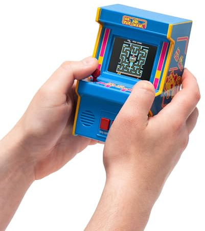 Basic Fun Arcade Classics Mini Ms. Pac-Man – Juego portátil Retro con Joystick, Pantalla a Color y Sonidos auténticos – para Fans y coleccionistas