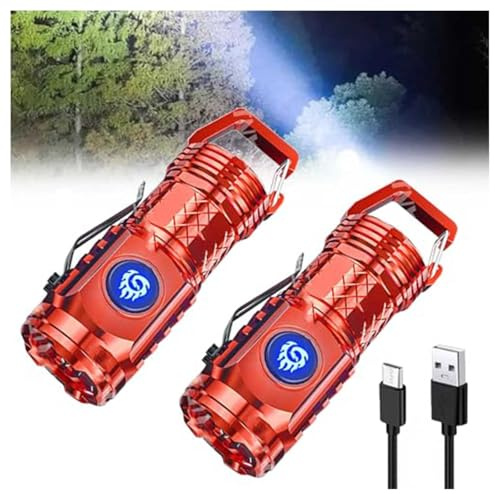 HINNVCL Monstre à Trois Yeux Mini Flash Super Puissance Lampe Torche, Lampe de Poche Allemande à la Taille du Pouce, Mini Lampe Torche à Trois Yeux, Petite Lampe de Poche Extérieure Rechargeable et