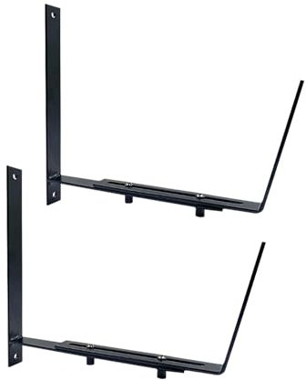 Hwtcjx 2 Stück Balkon Blumenkasten Halterungen, Fenster Pflanzkasten Halterungen, Verstellbare Blumenkastenhalterung, Regalhalterung Balkon Blumenkastenhalter für Rohrgeländer, Wand, Ledge (Schwarz)