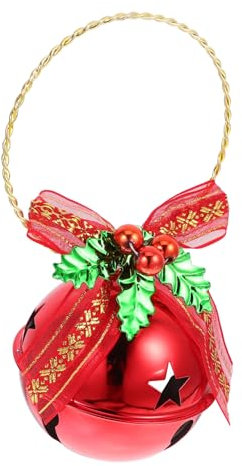 Milisten Vintage Weihnachtsglocken Türgriff Anhänger Aus Eisen Und Leinen Rot Rustikaler Christbaumschmuck Zum Hängen Weihnachtliche Dekoration Für Tür Baum Party Und Festtagsatmosphäre