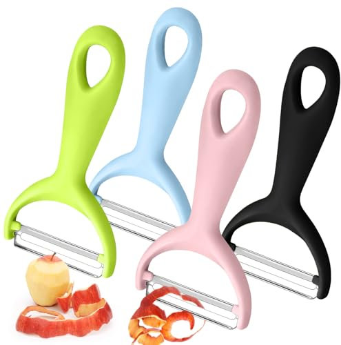 4er Pack Vegetable Peeler with Stainless Steel Sharp Blade, Non-Slip Ergonomic Handle. Y Shaped Peeler for Potato,Carrot,Cucumber,Citrus,Garlic,Orange,Lemon,apple peeler kitchen gadgets (mix)