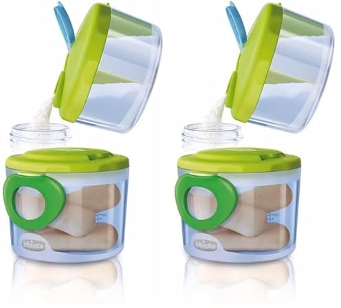 Chicco Dosalatte In Polvere System Easy Meal, Composto da 1 Dosalatte in Polvere e 1 Contenitore Ermetico da 300ml, Comodi Fuori Casa, Per Preparare Biberon In Viaggio, 0m+ (Confezione da 2)