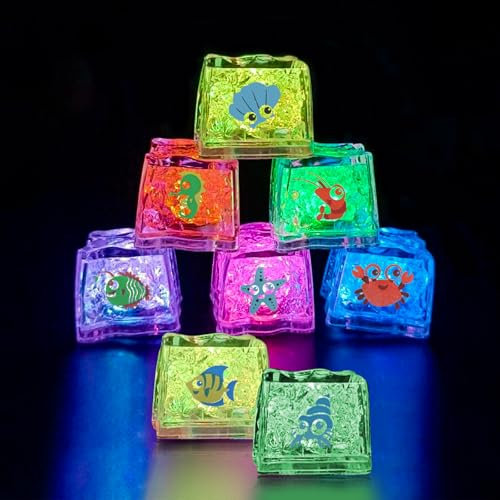 Leuchtende LED Eiswürfel,8 Stück LED Eiswürfel Badewannenspielzeug leuchtende Wasserspielzeug,leuchtende Eiswürfel Baby Badespielzeug,Led Ice Cubes Bad für Hochzeit,Party, Club und Bar