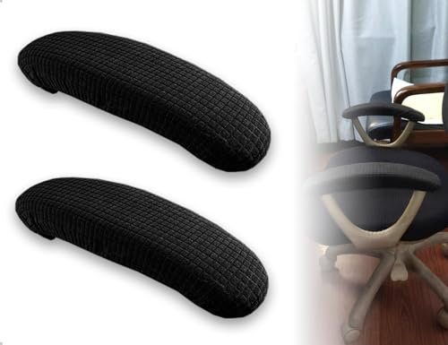 Emezddo 2 Stück Bürostuhl Armlehnenbezug,Dehnbar Wasserdicht Weiche Armlehnenschoner,Bürositze Handauflagenschutz Abdeckungen,verwendet für Zuhause Studenten(Schwarz)