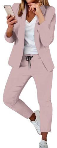 Completo da donna in 2 pezzi | Set composto da blazer con apertura frontale e pantaloni a matita | Completo elegante da lavoro da donna con doppio petto e revers a punta | Blazer e pantaloni da lavoro