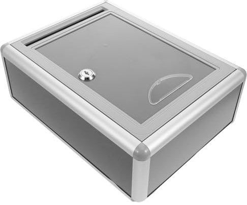 KONTONTY 1 Set Secure Wall Hanging Mail Box Modern Grey Aluminium Alloy Letter Container with Key Lock Large Capacity Weatherproof for Office Home Outdoor