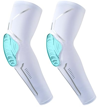 Codera Manguitos Codo Y Antebrazo con Acolchado, 2 Piezas, para Voleibol, Fútbol, Baloncesto, Futbol Americano, Balonmano (White,XXL)