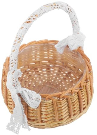 BATHVEVE Blumenkorb Geflochtener Korb Aufbewahrungsbehälter Mit Spitzen Griffdesign Einfach Zu Bewegen Für Schrank Schlafzimmer Badezimmer