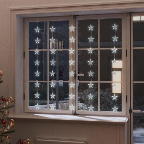 NQJIBUE Guirnalda de luces LED con forma de estrella, 200 luces LED, blanco frío, 8 funciones