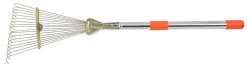 FUNOMOCYA Rastrillo De Césped Retráctil De 18 Dientes Mango De Acero Inoxidable 80 Cm para Jardín y Hojas, Herramienta Portátil Ligera para Jardinería y Limpieza Exterior