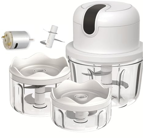 Zwiebel Zerkleinerer, 250ML Zerkleinerer Elektrisch, Multizerkleinerer mit USB-Anschluss, 3 Klingen aus Edelstahl, Zwiebelschneider für Zwiebeln, Obst, Nüsse, Fleisch, Knoblauch