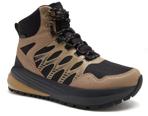 Men's Orthopedic Wide Waterproof Walking Shoes: Arch Support Orthotic Flat Feet Plantar Fasciitis Hammer Toes Ankle Boots, Slip Resistant Soft Heel Spur Leisure Training Trail Sneakers Khaki Size 10.5