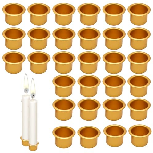 Kerzenhalter Gold, 30 Stück Kerzentüllen Für Stabkerzen, Stabkerzenhalter Gold, für Hochzeitsdeko, Geburtstagspartys, Weihnachtsbaumdekoration, Hausdekoration